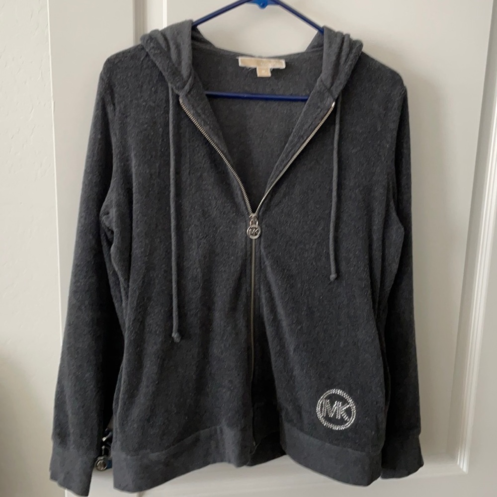 Michael Kors Dark Grey French Terry Zip up Hoodie